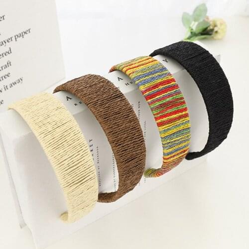 New Style Multicolor Fashion Raffia Braided Wide Brim Ladies Hair Accessories Exquisite Headband