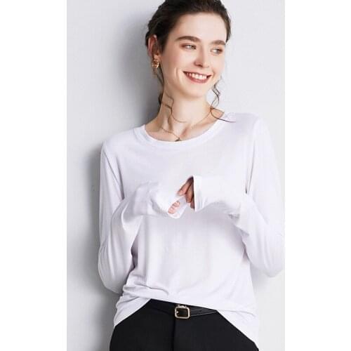Modal Autumn Sun Proof Base Coat For Women Autumn Style Women With Oversized Top Solid Round Neck Long Sleeve T-shirt For Women