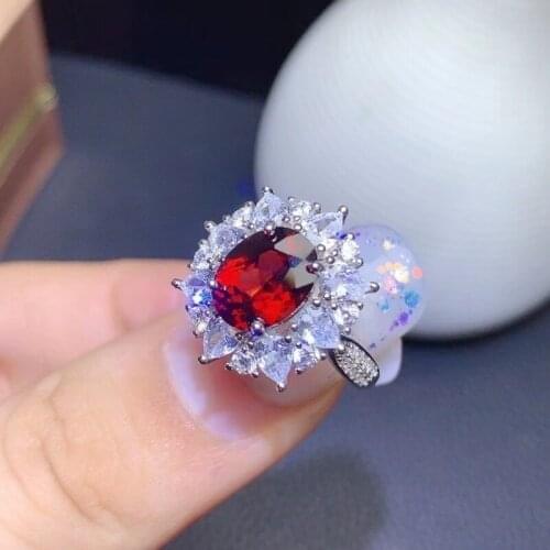 Oval Natural Red Garnet 925 Sterling Silver Rings Simple Style Gemstone Size 7*9mm for Fashion Women Daily Wear Test Passed
