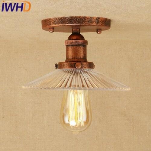 IWHD Retro Loft Style Edison Industrial Ceiling Lamp Antique Iron Glass Vintage Ceiling Light Fixtures Home Lighting Lampara
