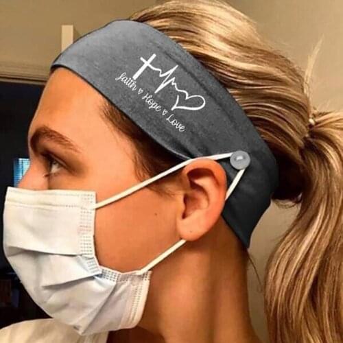 Unisex Elastic Headband With Button Fashion Letter Printed Wide Side Headband Gym Workout Running Hair Band резинки для волос