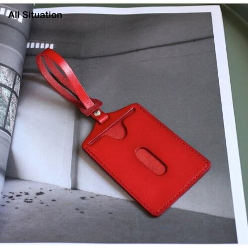 Luxury Suitcase Luggage Tag First Layer Cow Leather Travel Accessories ID Addres Holder Baggage Boarding Tag Portable Label