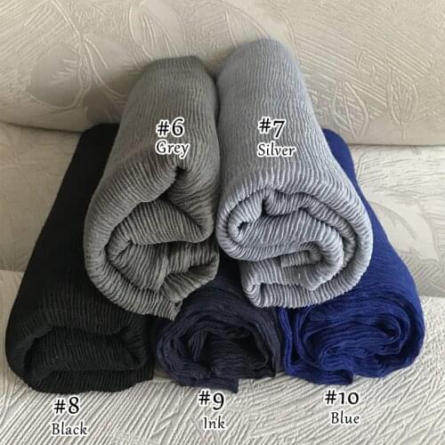 Fashion Wrinkle Viscose Crumpled Hijab Scarf Malaysia Islamic Women Long Shawl Crinkled Head Scarf Muslim Headband 1pc 90*180cm