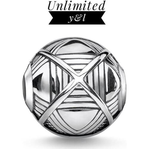 Square Geometric Charm Bead for Bracelet Necklace 925 Sterling Silver Ethnic Karma Fashion DIY Jewelry Making Women Men Gift