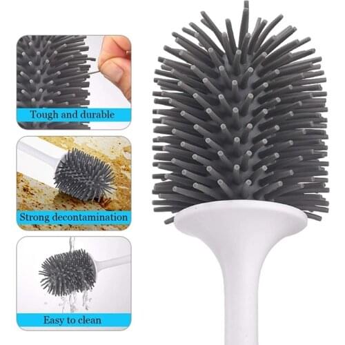 Toilet brush cleaning standing brush rubber head silicone long handle wall-mounted toilet floor cleaning brush