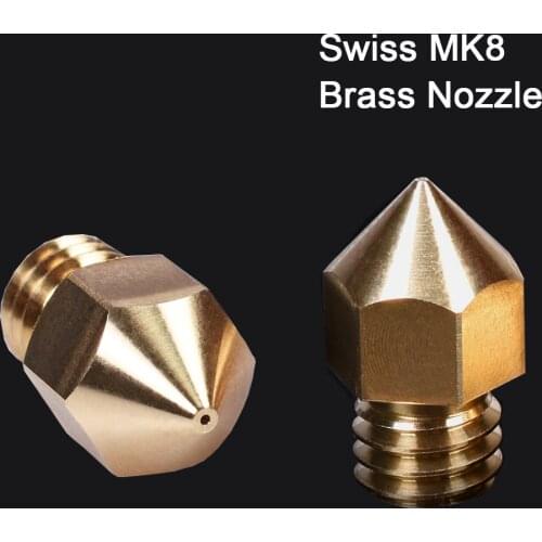 Swiss MK8 Brass Nozzle 3D Printer Parts Thread M6 1.75MM Filament For J-Head Hotend MK8 Extruder CR10 Block For Ender 3