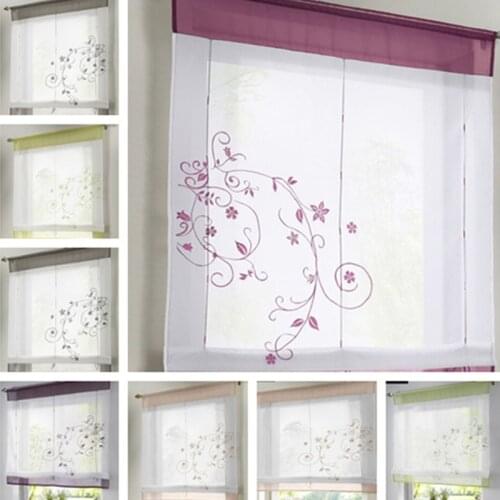 Modern Short Window Kitchen Tulle Voile Curtain For Living Room Divider Home Transparent Sheer Curtain Drapes Window Voile