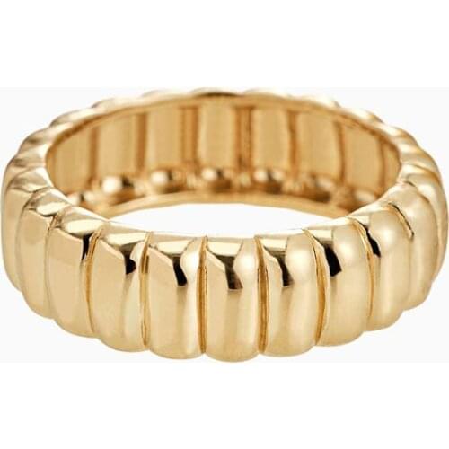 Narrow gold bold charlotte stackable ring for women stainless steel brick band plain ring minimalism punk