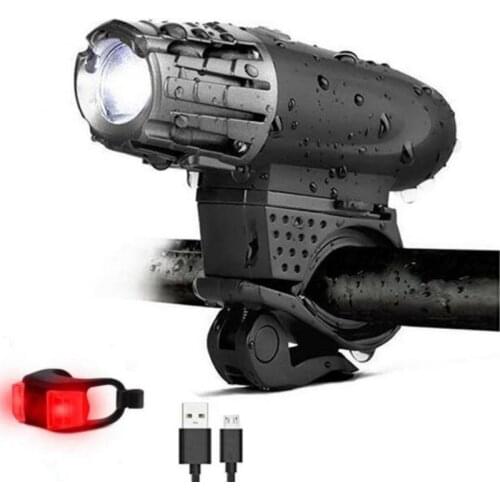 Bike Light Headlight And Rear Light MTB Bike LED USB Rechargeable Waterproof Bright Bicycle Safety Front Lamp + Tail Light Set
