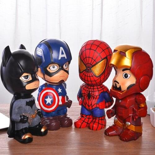 Marvel The Avengers Iron Man Spider Man Captain America Cartoon Fine collect Piggy Bank Vinyl Creative Children Birthday Gift
