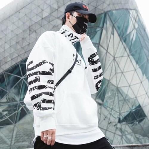 Turtleneck Sweater Hip Hop Mens Clothes Long Sleeve Mens Sweater Letter Oversized Harajuku Sweatshirts Japanese Streetwear