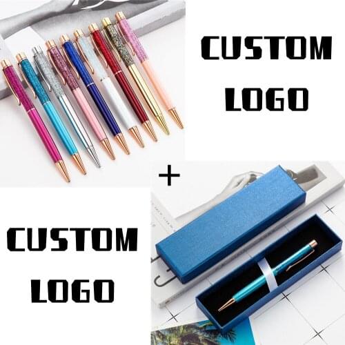1 spc pen plus gift box Metal Ballpoint Pens Office Birthday Gifts Ballpoint Pens Engraved Name Private Laser Customized Logo