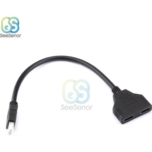 1PC HDMI-compatible 2 Dual Port Y Splitter HD 1080P V1.4 Male To Double Female Adapter Cable 1 In 2 Out Converter Connect Cable