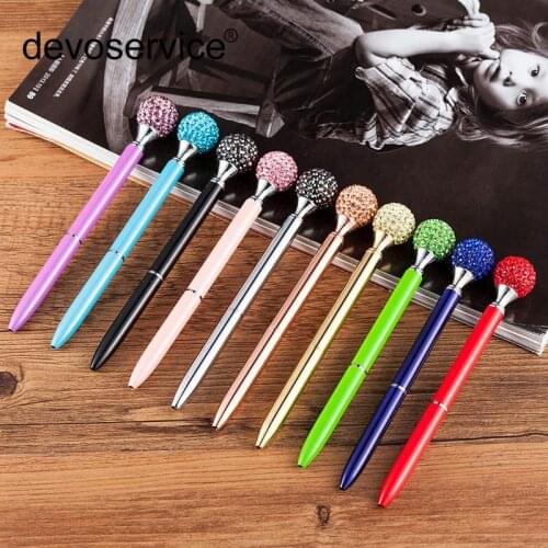 1PCS New Creative Multicolor Drill Ball Advertising Pen Office Stationery Rotating Metal Pen Student Gifts Metal Ballpoint Pen