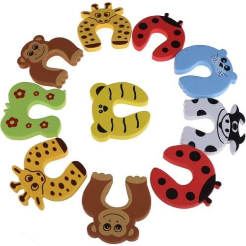 10pcs/lot Baby Safety Door Stopper Baby Kids Finger Protecting Guard Children Safe Door Stop Holder Kid Animal Cartoon Door Card