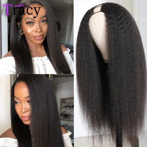 32 Inch U Part Wigs Malaysian Yaki Straight U Part Human Hair Wigs Middle U Shape Lace Front Wigs 180% Glueless Wig For Wowen