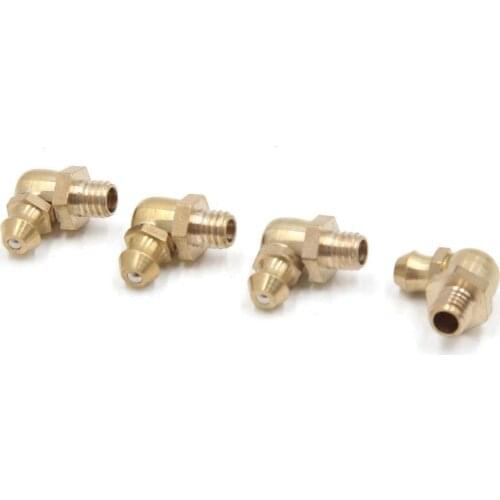 4 Pcs Brass M6 x 1mm Thread 90 Degree Angle Grease Zerk Nipple Fitting for Car, 4 Pack