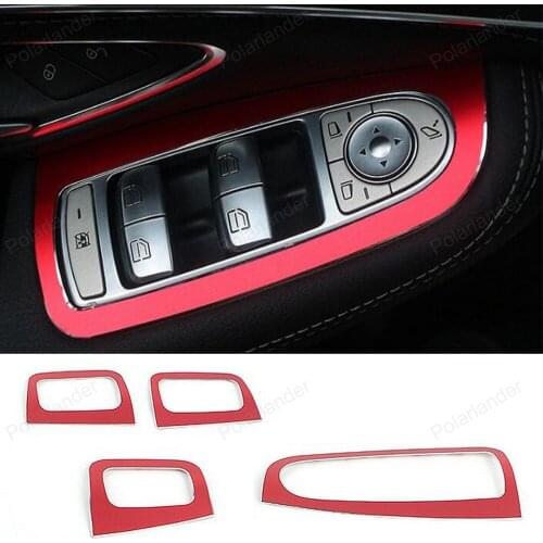 4x Car Interior Door Window Lift Panel Switch Cover Trim for Benz C Class W205 C180 C200 C260 2015 2016 GLC Class X205 2016