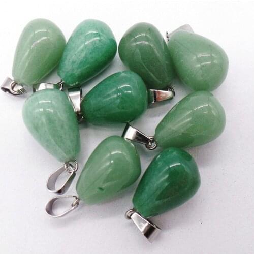 50Pcs 18x13mm Wholesale Natural Green Aventurine Teardrop Pendant Bead DIY Earrings Handmade Jewelry Accessories S701