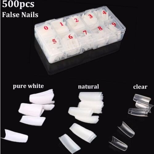 500pcs/box Clear/Natural/Pure White Nail Tip Half Cover Fake False French Nail Art Artificial Acrylic Gel UV Manicure Set DIY