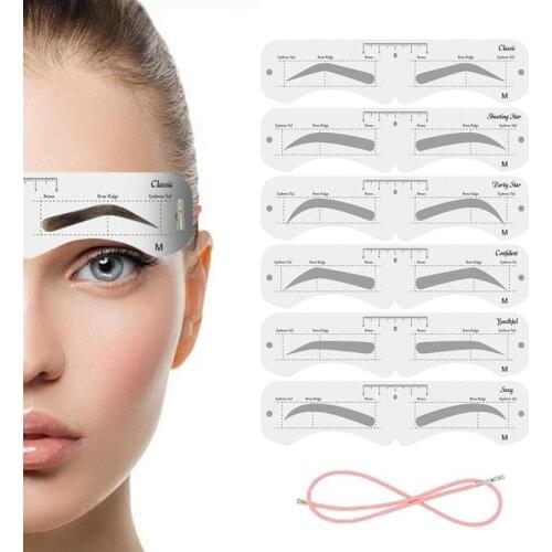 6Pair Different Style Eyebrows Grooming Eyebrow Stencil Kit Makeup Tools Beauty Eyebrow Template Stencil Makeup Accessories