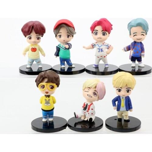 7PCS/set Bangtan Boy Groups Model Toys KPOP Star TOP Group A.R.M.Y Action Figures Toy PVC Puppet Gift for Girls Kid Gift Dolls