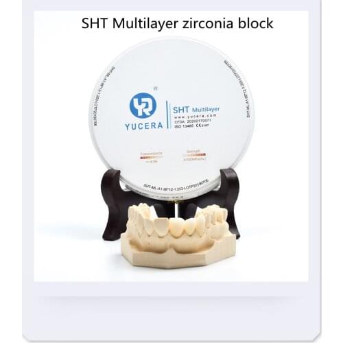 A1-D4 Multilayer Shaded Dental Zirconia Block SHT Dental Lab Equipment Solid Ceramic Discs and YUCERA Copings Crown Manufacturer