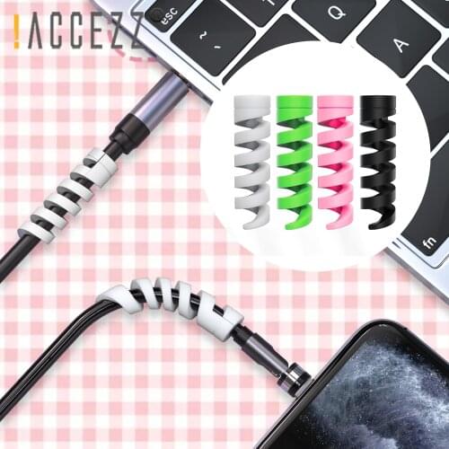 !ACCEZZ 50pcs/ Lot Flexible Cable Protector for Phone Charging Cable Management Spiral Wire Protective Tidy Cord Protector Cover