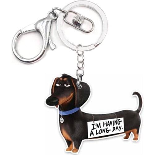 Cosplay Acrylic Keyring Dog i am having a long day Pet Funny Dogs Animal Charms Not 3D Keychain Gift for Women Car Key Ring Toy