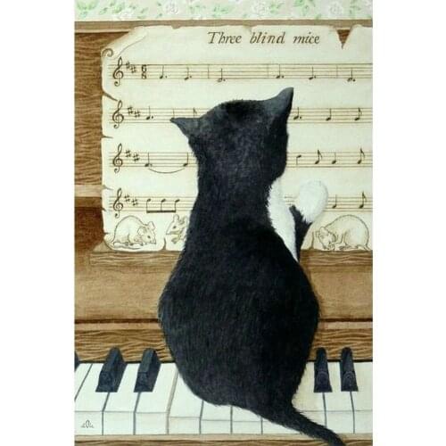 Diamond painting rhinestones Embroidery Dog Diamond Paint piano Full drill Square Picture Rhinestone Black cat Mosaic Kit