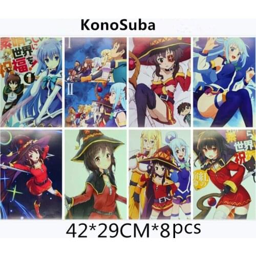 Anime Toys KonoSuba Gods Blessing on this Wonderful World Posters Paintings Wall Picture 42x29cm Embossed random 8 pictures