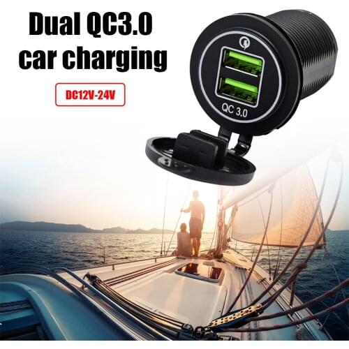 Quick Charge 3.0 Dual USB Car Charger Socket Waterproof 12V/24V QC3.0 USB Charger Socket Automotive Electronic Products