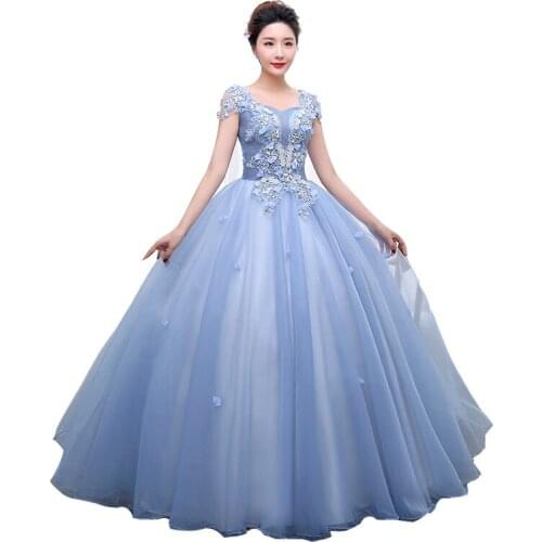 Freeship light grey blue ball gown dress Renaissance Gown queen dress Victorian/Marie Antoinette Belle