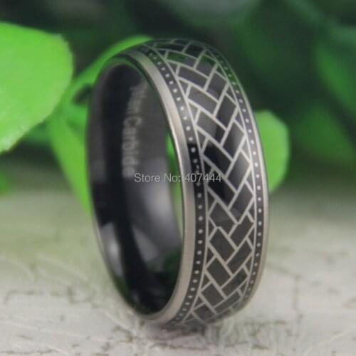 Free Shipping USA UK Canada Russia Brazil Hot Sales 8MM Black Dome Tyre Design The New New Mens Fashion Tungsten Wedding Ring