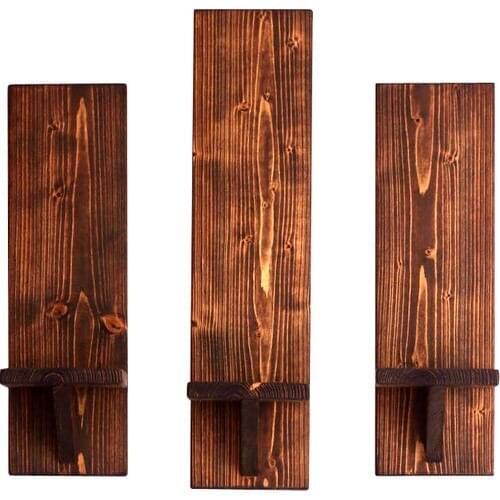 Bfd Wood Bfdwood Natural Wood Decorative 3'lü Wall Rack