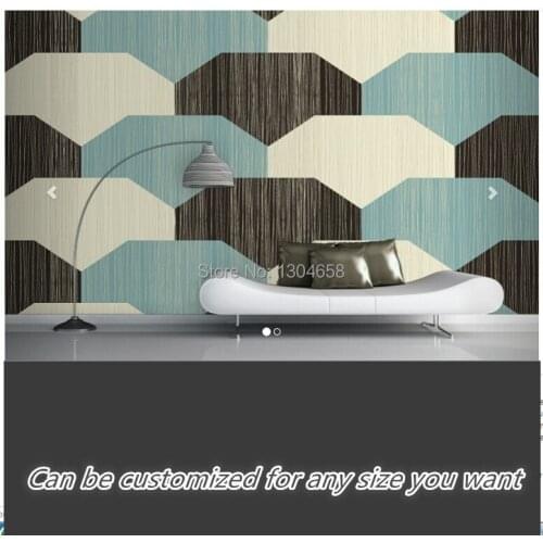 Free shipping custom large living room bedroom sofa setting wall mural wallpaper Blue, White and Brown Shapes Wall Mural