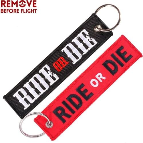 REMOVE BEFORE FLIGHT Motorcycles and Cars Key Chain Embroidery Ride or Die Key Tag Handbag KeyChain chaveiro para carro