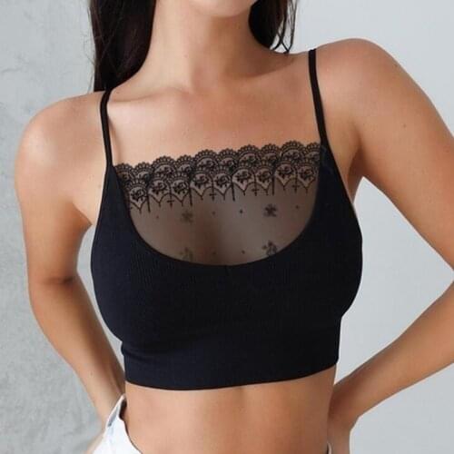 Women Sexy Chest Crop Tops Intimates Lace Patchwork Bra Seamless Bras Bustier Wrap Top Tube Bandeau Camisoles Spaghetti Strap