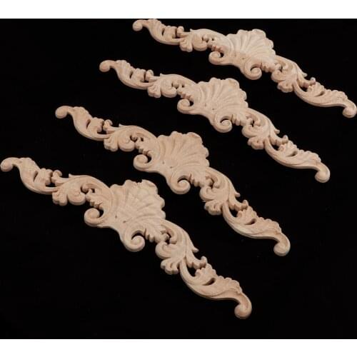 MagiDeal 4Pcs Decorative Wooden Applique Furniture Moulding Craft Decal Decor Frame Corner Decorations - Livingroom Bedroom