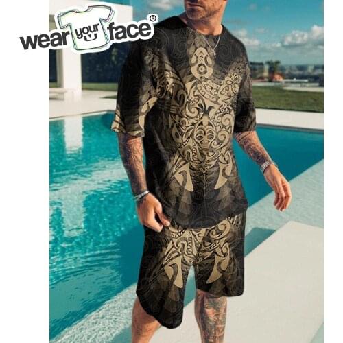 Animals Lion Tiger 3D All Over Printed T Shirts Shorts Sets Tracksuits Casual Sports Beach Streetwear Vocation Unisex Clothing