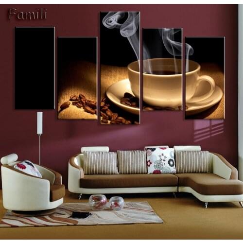 Oil Paiting Printed Painting Picture coffee bean Canvas Wall Canvas Painting Unframed for Living Room HD Print Modern 5Panel