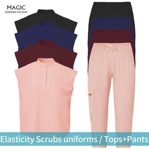 Medical Uniform Pet Shop Doctor Nurse Workwear Surgery Scrubs Shirt New Style Women Scrub Tops+pant Short Sleeve Nursing Uniform