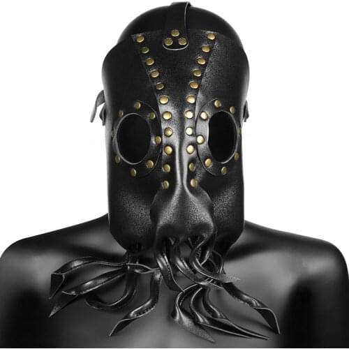 Cute and funny Octopus Demon Punk Mask Steampunk Leather Cosplay Mask Halloween Props 2020