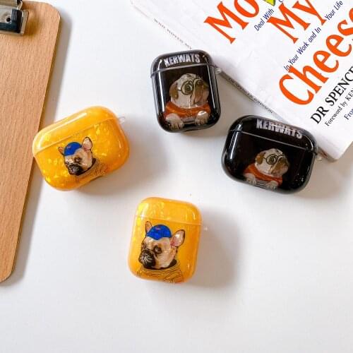 French Cute Bulldog Case For iPhone Airpods 2 1 Pro Case For Apple Wireless Bluetooth Earphone Cartoon Dog Soft IMD Cover