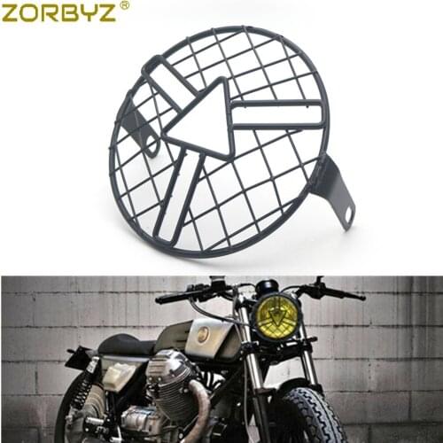 ZORBYZ Motorcycle 6.3" Retro Metal Grill Arrow style Side Mount Headlight Mask Cover For Honda CG125 GN125 Cafe Racer Custom