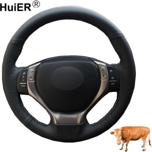 Hand Sewing Car Steering Wheel Cover Volant Top Layer Cow Leather Funda Volante For Lexus ES250 ES300h GS250 GS300h RX270 RX350