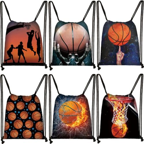 Basketbally Print Backpack Women Men Rucksack Boys Girls Storage Bags for Travel Softball Drawstring Bag Shoes Holder Book Bag