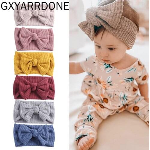 16pc/lot Baby Girls Wool Knitted Headband Kids Knit Turban Wide Headbands Children Girls Lace Bows Headband Headwear