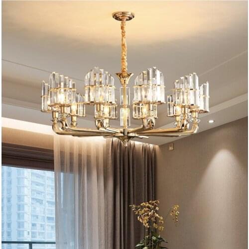 Modern Luxury Crystal Pendant Lights Nordic Golden Color Hanging Lamps Living Room Dining Room Bedroom Home Deco Light Fixtures