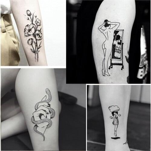 Waterproof Temporary Sticker Black Triangle For Body Art Men Transfer Geometric Planet Chains Cool Stuff Things Finger Sticker